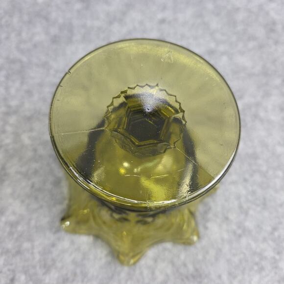 Imperial Atterbury Scroll Green Ruffled Glass Compote Olive Verde Candy Dish - Picture 6 of 13